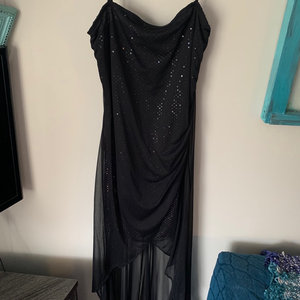 High low black silver dress